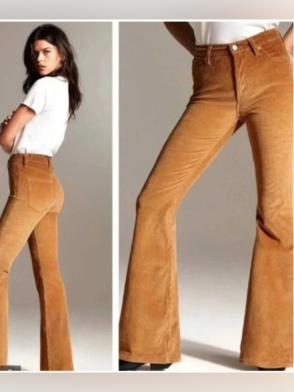 Aritzia denim forum the Marianne corduroy flare high rise pant golden amber 27